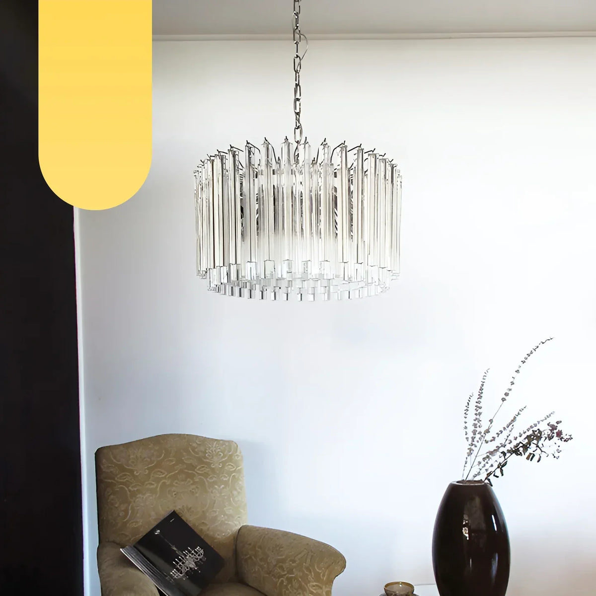Murano Triedri Round Prisms Transparent Chandelier