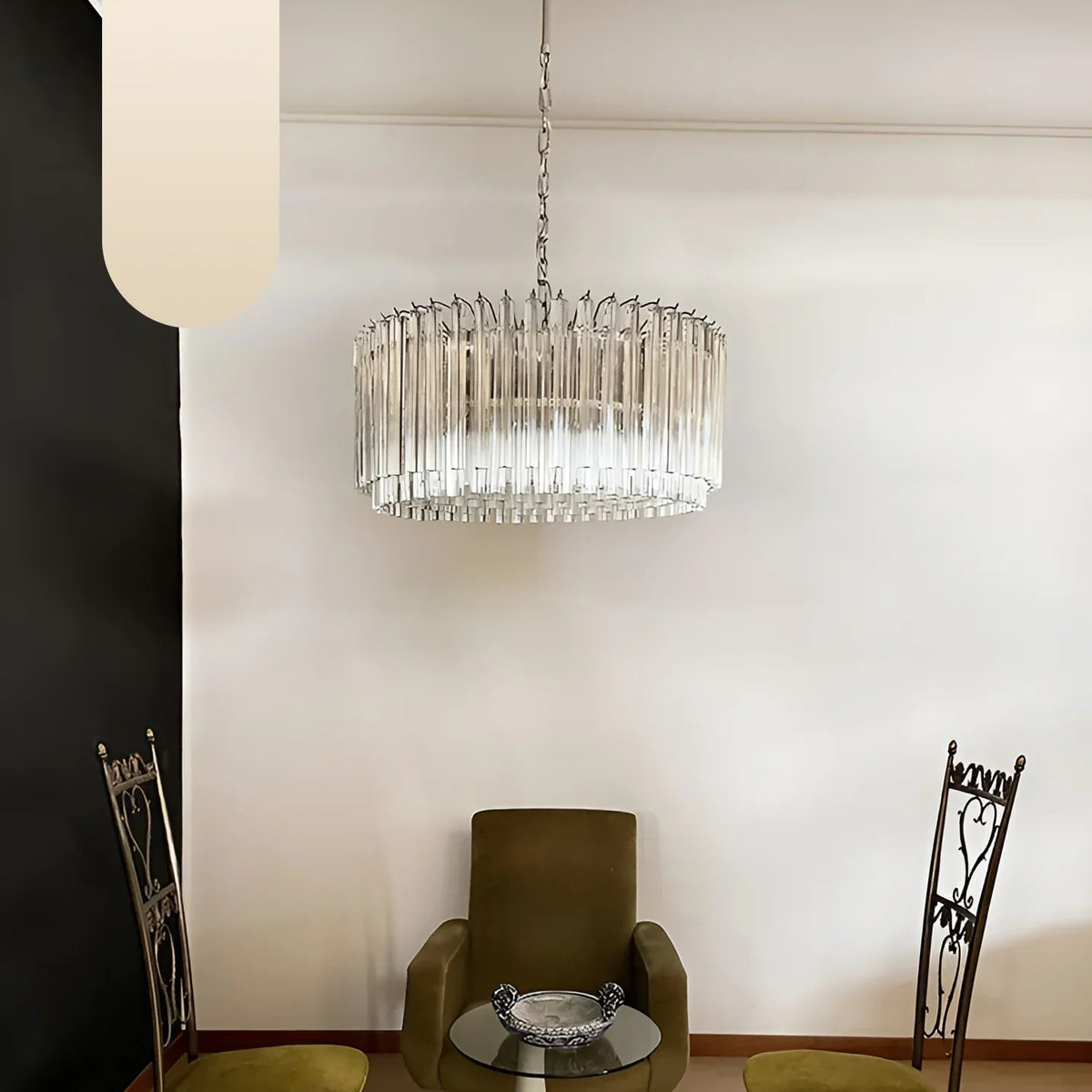 Murano Triedri Round Prisms Transparent Chandelier