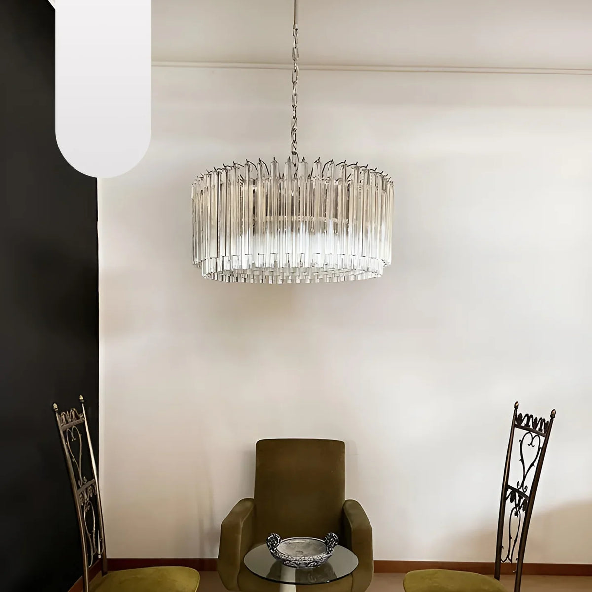 Murano Triedri Round Prisms Transparent Chandelier