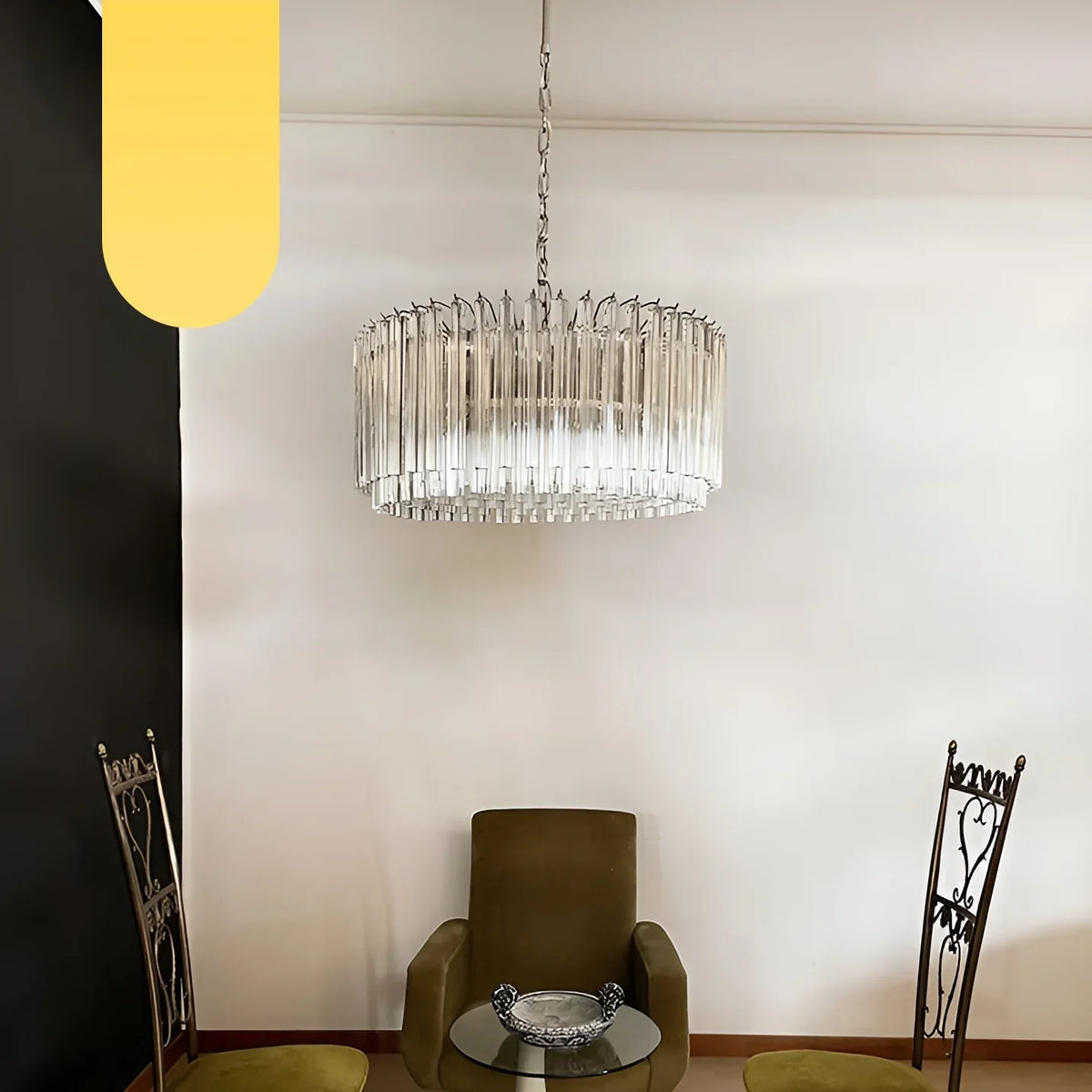 Murano Triedri Round Prisms Transparent Chandelier
