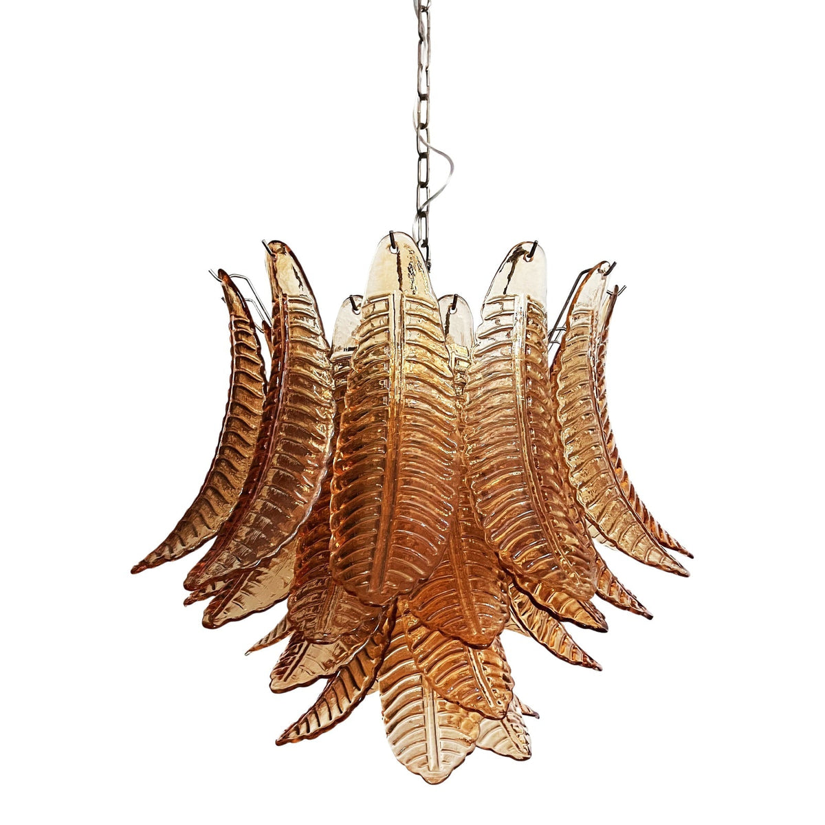 Amber Leaf Glass Chandelier | Modern Venetian Lighting