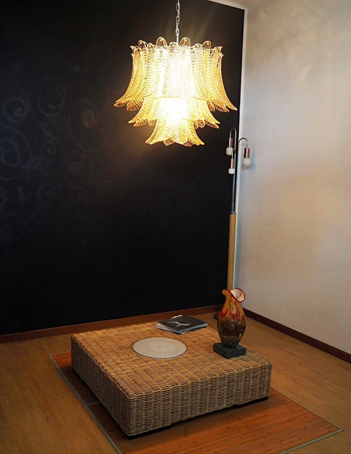 Amber Leaf Glass Chandelier | Modern Venetian Lighting