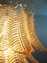Amber Leaf Glass Chandelier | Modern Venetian Lighting