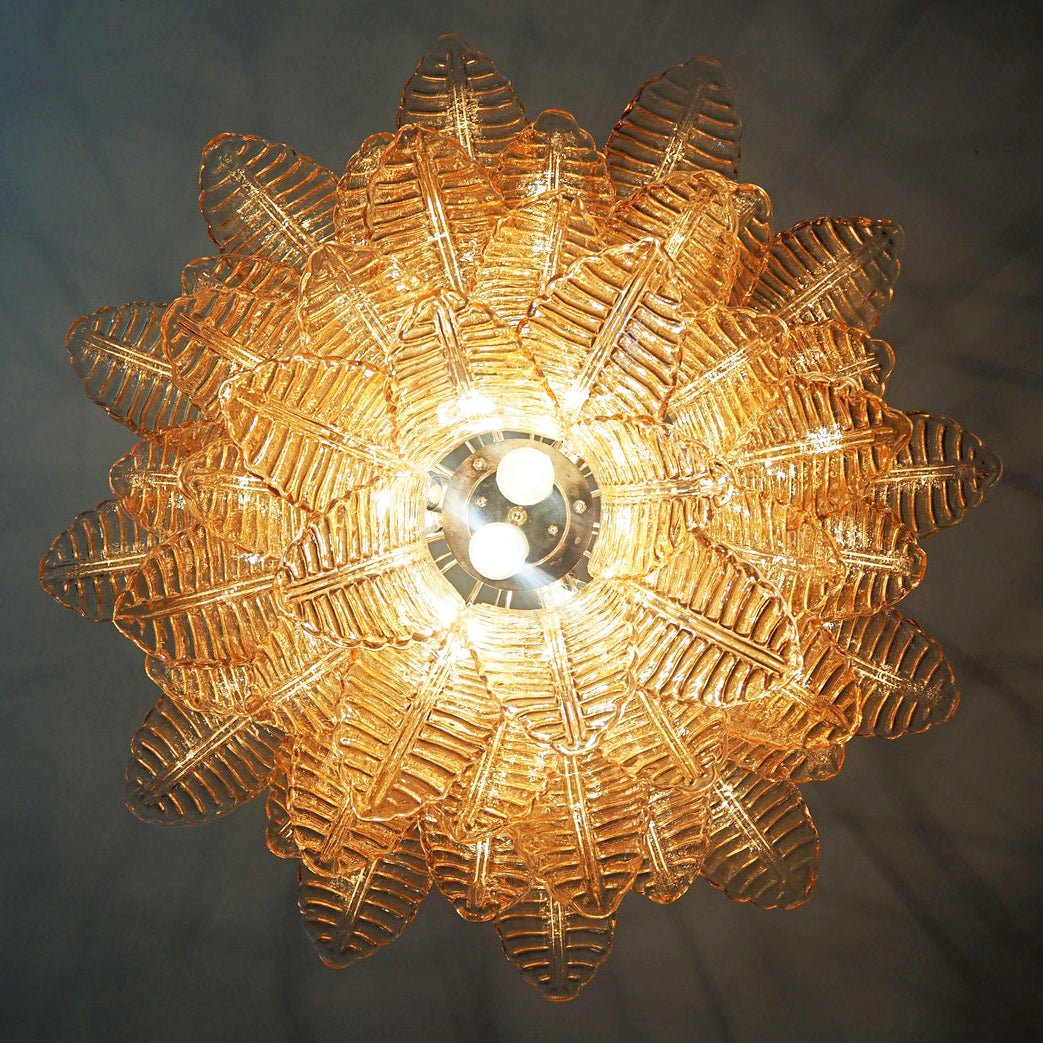 Amber Leaf Glass Chandelier | Modern Venetian Lighting