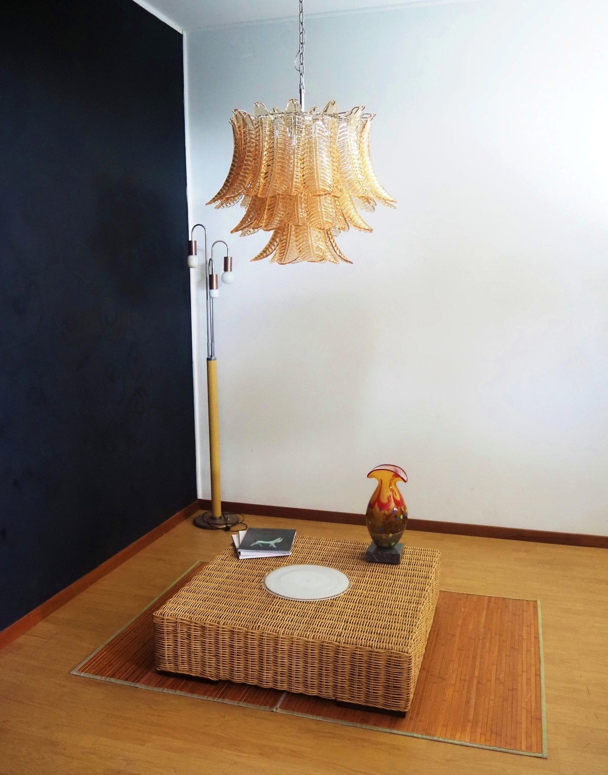 Amber Leaf Glass Chandelier | Modern Venetian Lighting