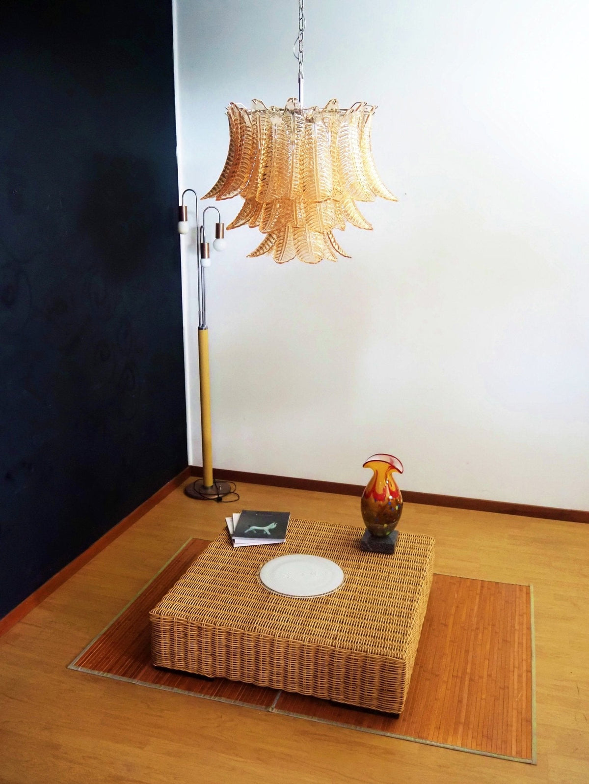 Amber Leaf Glass Chandelier | Modern Venetian Lighting