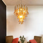 Amber Glass Petal Chandelier – Handcrafted Venetian Modern Pendant Light