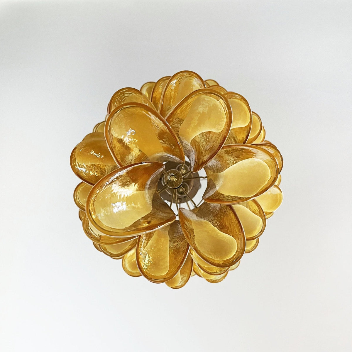 Amber Glass Petal Spiral Chandelier – Modern Designer Pendant Light
