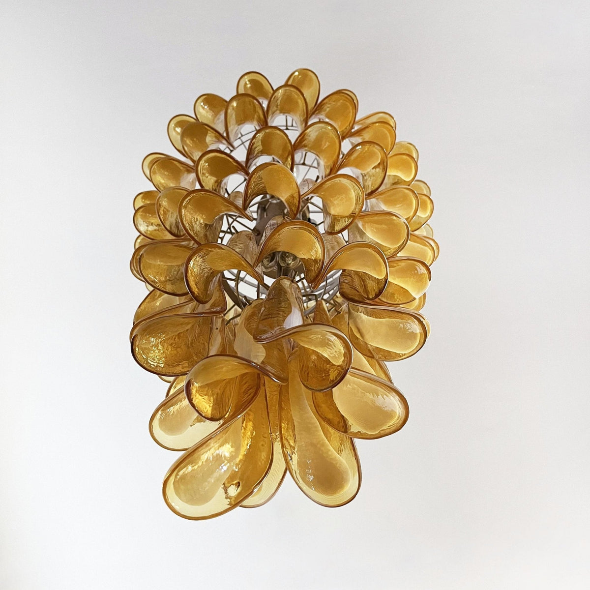 Amber Glass Petal Spiral Chandelier – Modern Designer Pendant Light