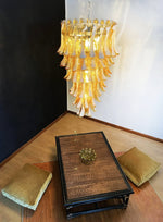 Amber Glass Petal Spiral Chandelier – Modern Designer Pendant Light