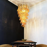 Amber Glass Petal Spiral Chandelier – Modern Designer Pendant Light