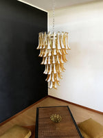 Amber Glass Petal Spiral Chandelier – Modern Designer Pendant Light