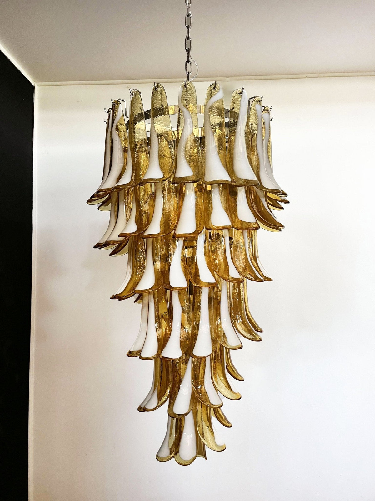 Amber Glass Petal Spiral Chandelier – Modern Designer Pendant Light