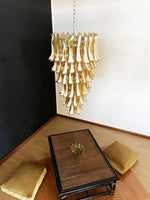 Amber Glass Petal Spiral Chandelier – Modern Designer Pendant Light
