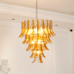 Amber Glass Lily Chandelier – Handcrafted Murano Style Pendant Light