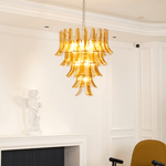 Amber Glass Lily Chandelier – Handcrafted Murano Style Pendant Light