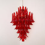 Crimson Cascade Glass Chandelier | Hand-Blown Murano-Style Pendant for Dining Room & Foyer