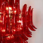 Crimson Cascade Glass Chandelier | Hand-Blown Murano-Style Pendant for Dining Room & Foyer