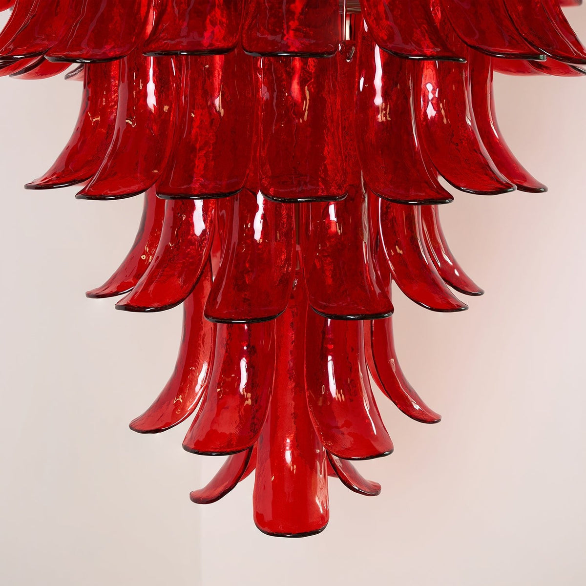 Crimson Cascade Glass Chandelier | Hand-Blown Murano-Style Pendant for Dining Room & Foyer