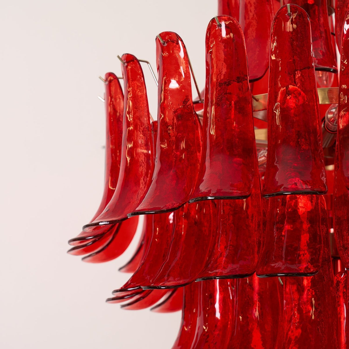 Crimson Cascade Glass Chandelier | Hand-Blown Murano-Style Pendant for Dining Room & Foyer