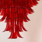 Crimson Cascade Glass Chandelier | Hand-Blown Murano-Style Pendant for Dining Room & Foyer