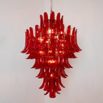 Crimson Cascade Glass Chandelier | Hand-Blown Murano-Style Pendant for Dining Room & Foyer