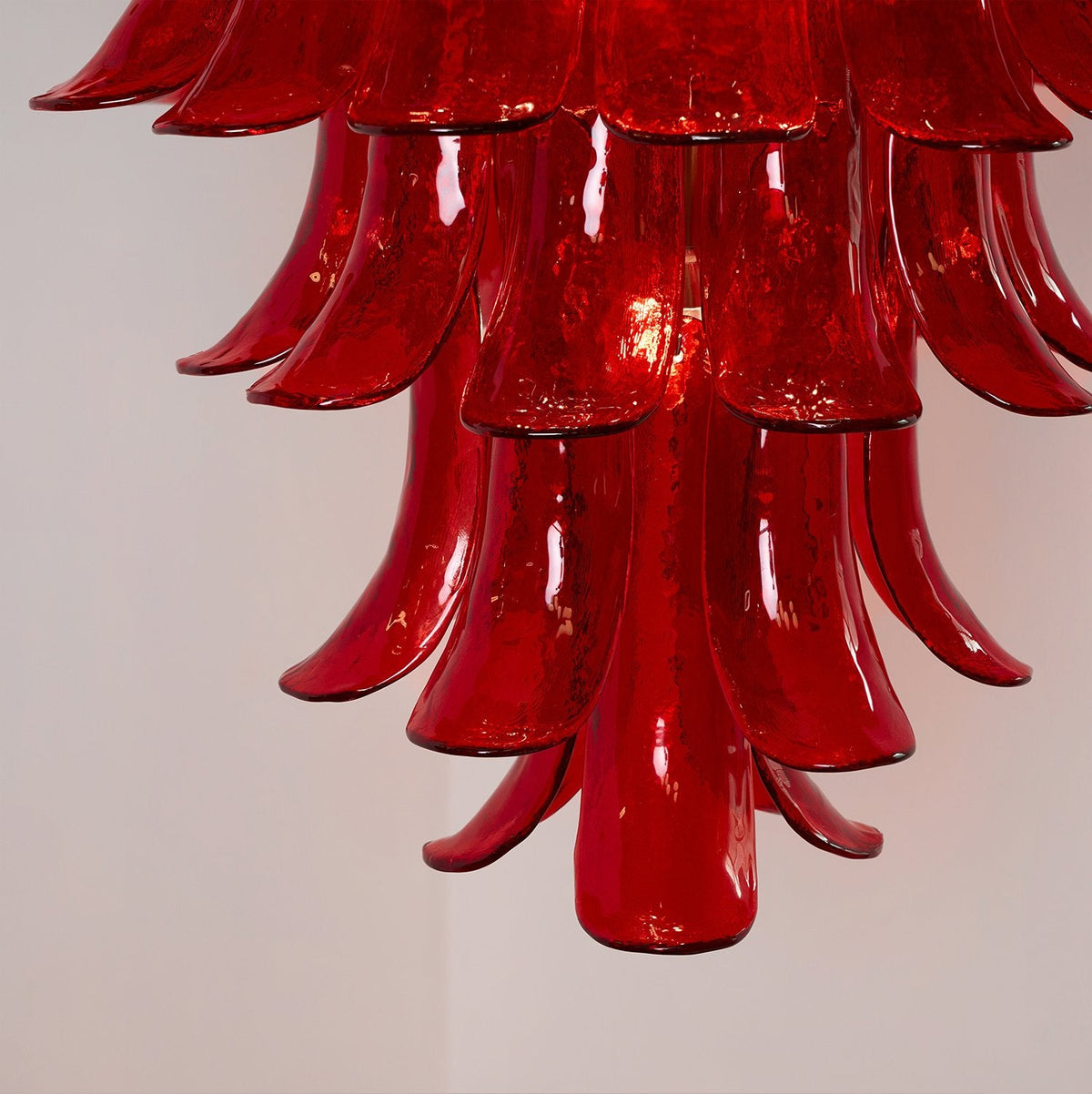 Crimson Cascade Glass Chandelier | Hand-Blown Murano-Style Pendant for Dining Room & Foyer