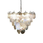 Iridescent Glass Disc Chandelier – Modern Pendant Light for Dining Room and Living Room