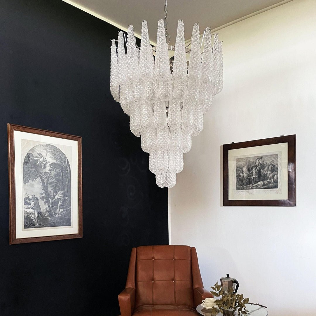 Glass Dewdrop Chandelier – Modern Art Glass Pendant Light for Dining Room and Foyer