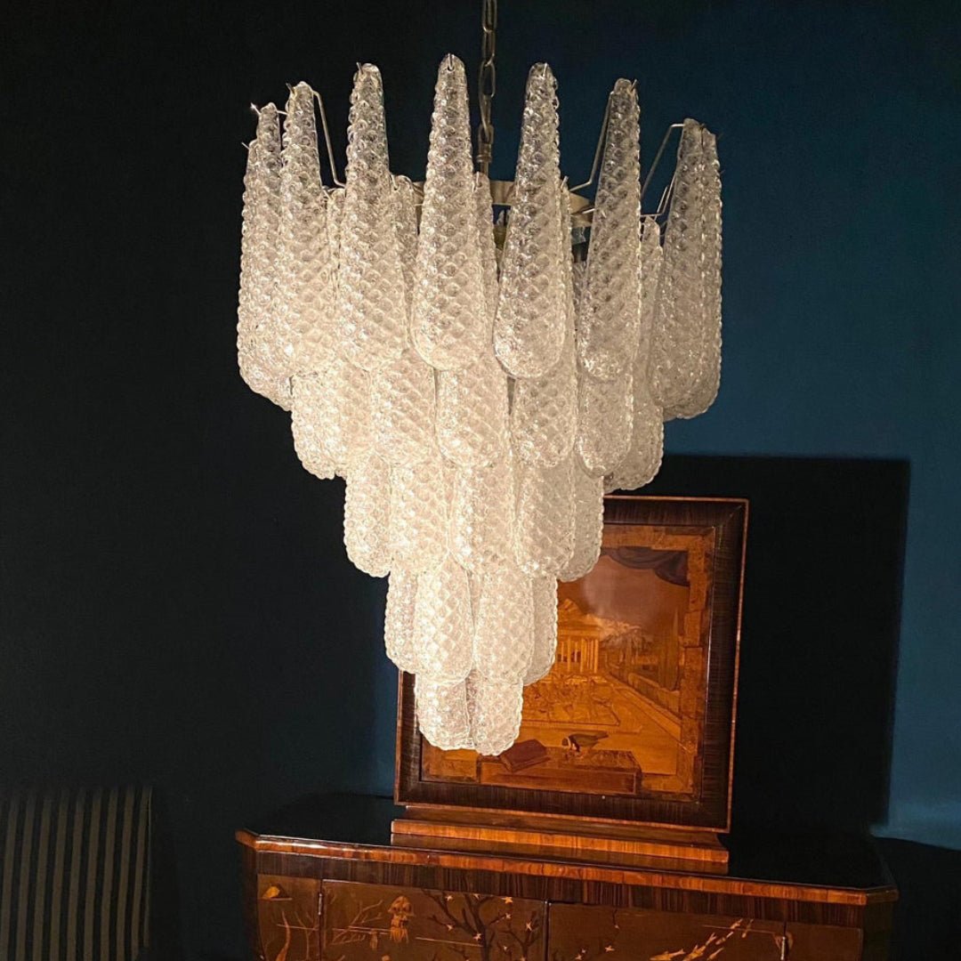 Glass Dewdrop Chandelier – Modern Art Glass Pendant Light for Dining Room and Foyer