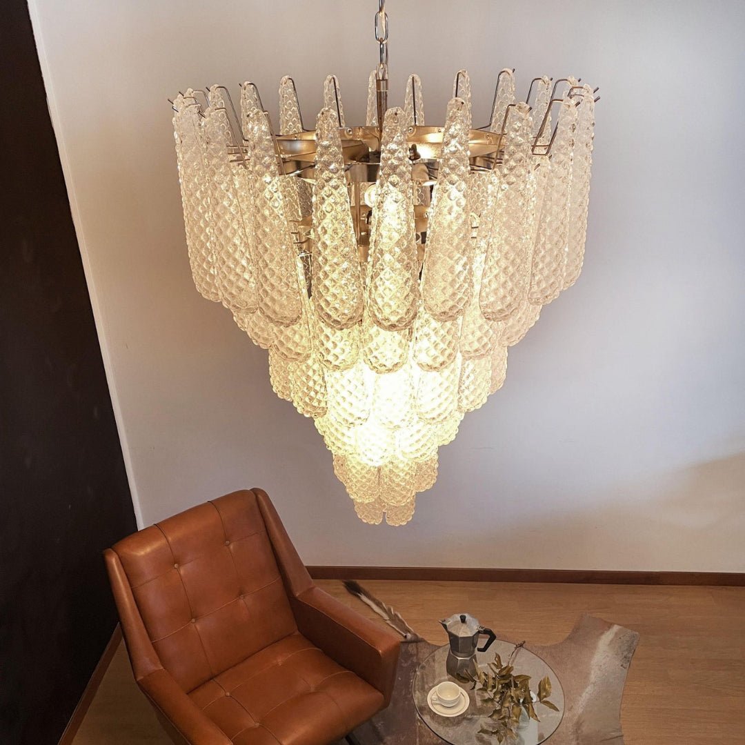 Glass Dewdrop Chandelier – Modern Art Glass Pendant Light for Dining Room and Foyer