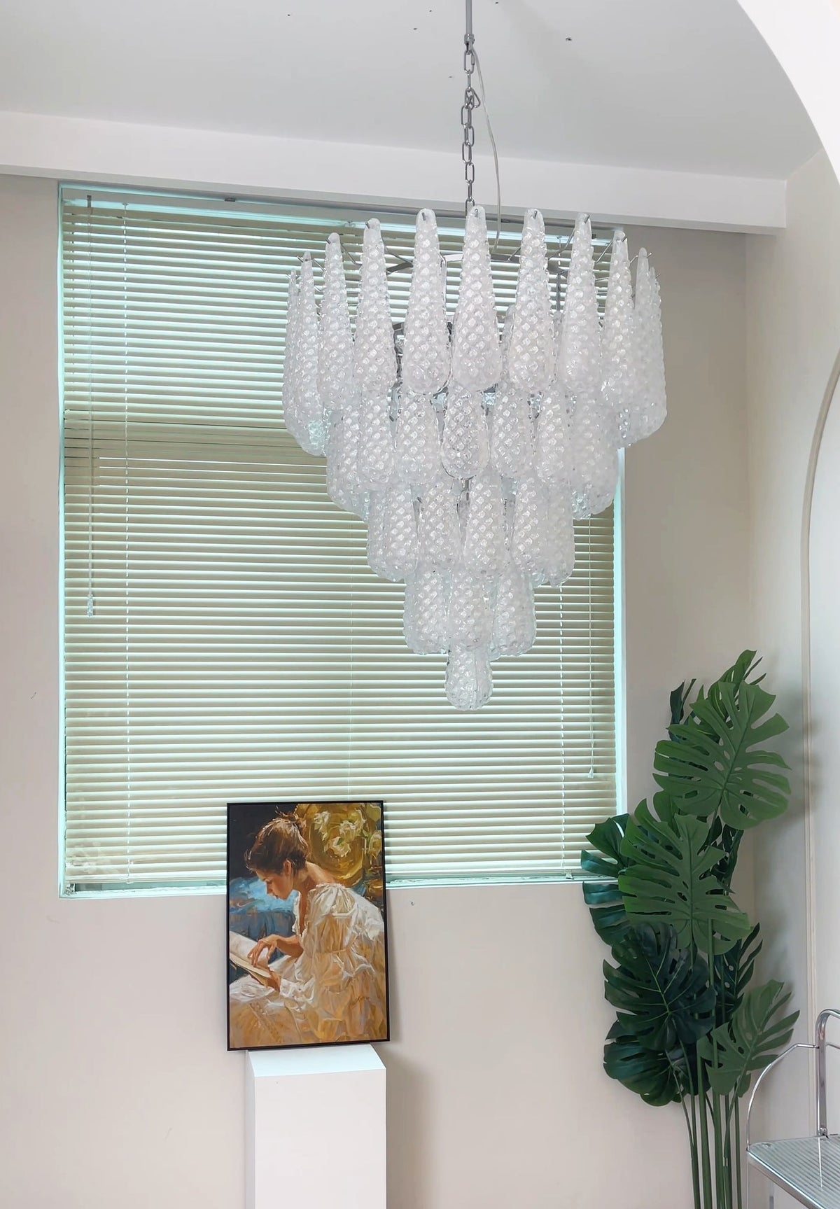 Glass Dewdrop Chandelier – Modern Art Glass Pendant Light for Dining Room and Foyer
