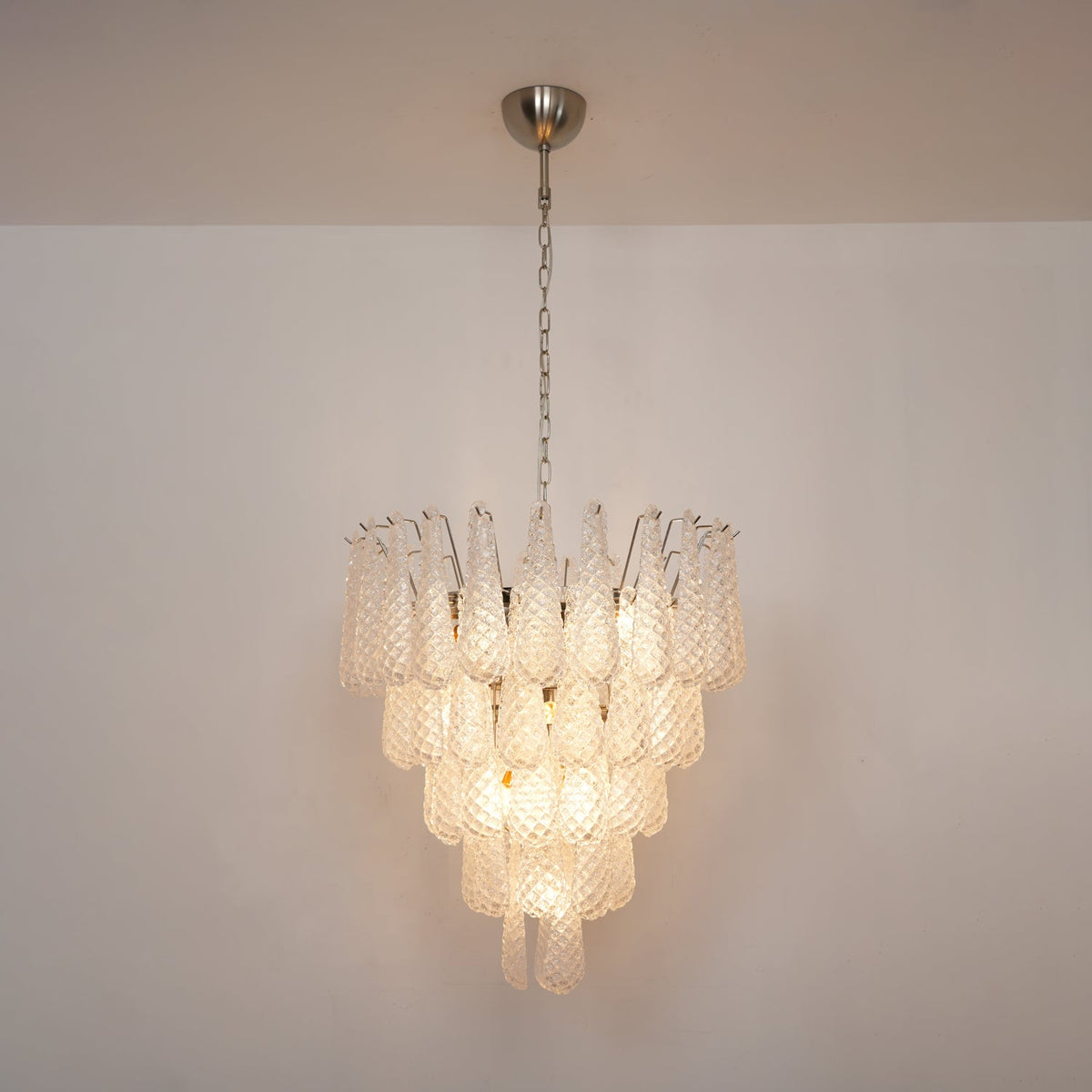 Aurelia Glass Droplet Chandelier – Modern Waterfall Pendant Light for Dining Room and Foyer