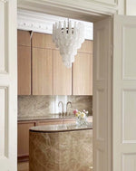 Aurelia Glass Droplet Chandelier – Modern Waterfall Pendant Light for Dining Room and Foyer