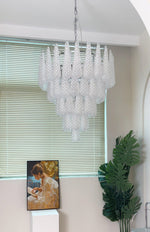 Aurelia Glass Droplet Chandelier – Modern Waterfall Pendant Light for Dining Room and Foyer