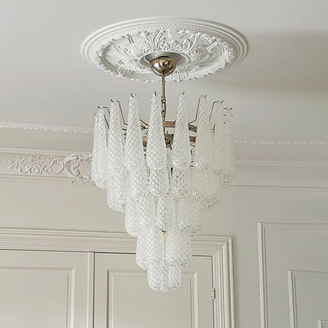 Aurelia Glass Droplet Chandelier – Modern Waterfall Pendant Light for Dining Room and Foyer
