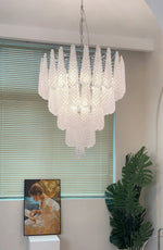 Aurelia Glass Droplet Chandelier – Modern Waterfall Pendant Light for Dining Room and Foyer
