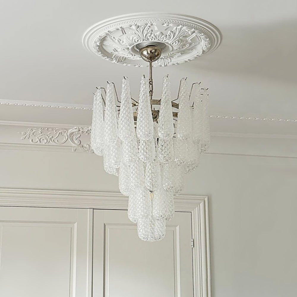 Aurelia Glass Droplet Chandelier – Modern Waterfall Pendant Light for Dining Room and Foyer