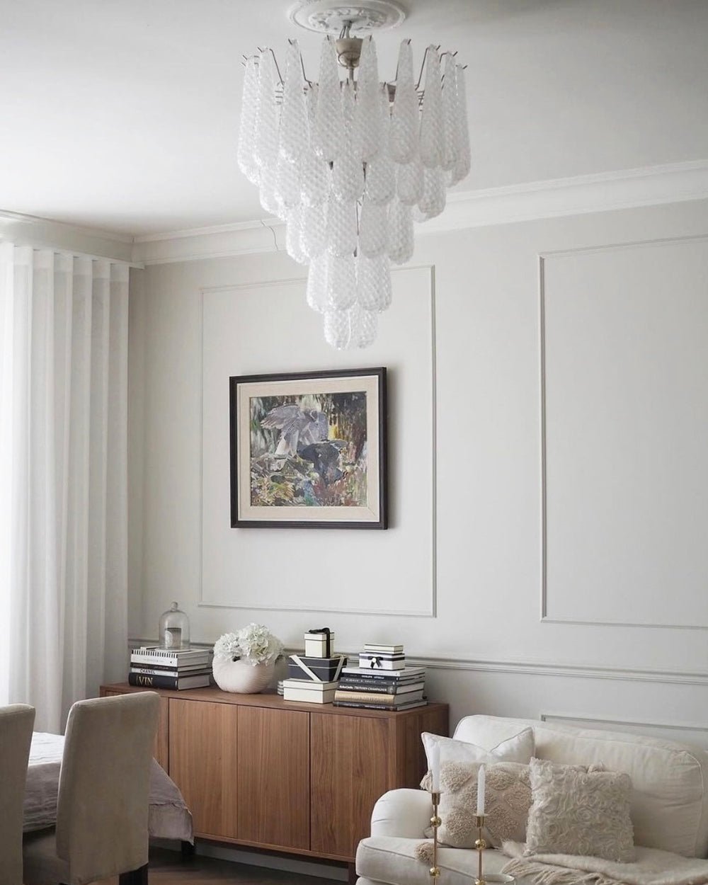 Aurelia Glass Droplet Chandelier – Modern Waterfall Pendant Light for Dining Room and Foyer