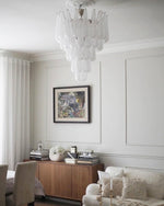 Aurelia Glass Droplet Chandelier – Modern Waterfall Pendant Light for Dining Room and Foyer