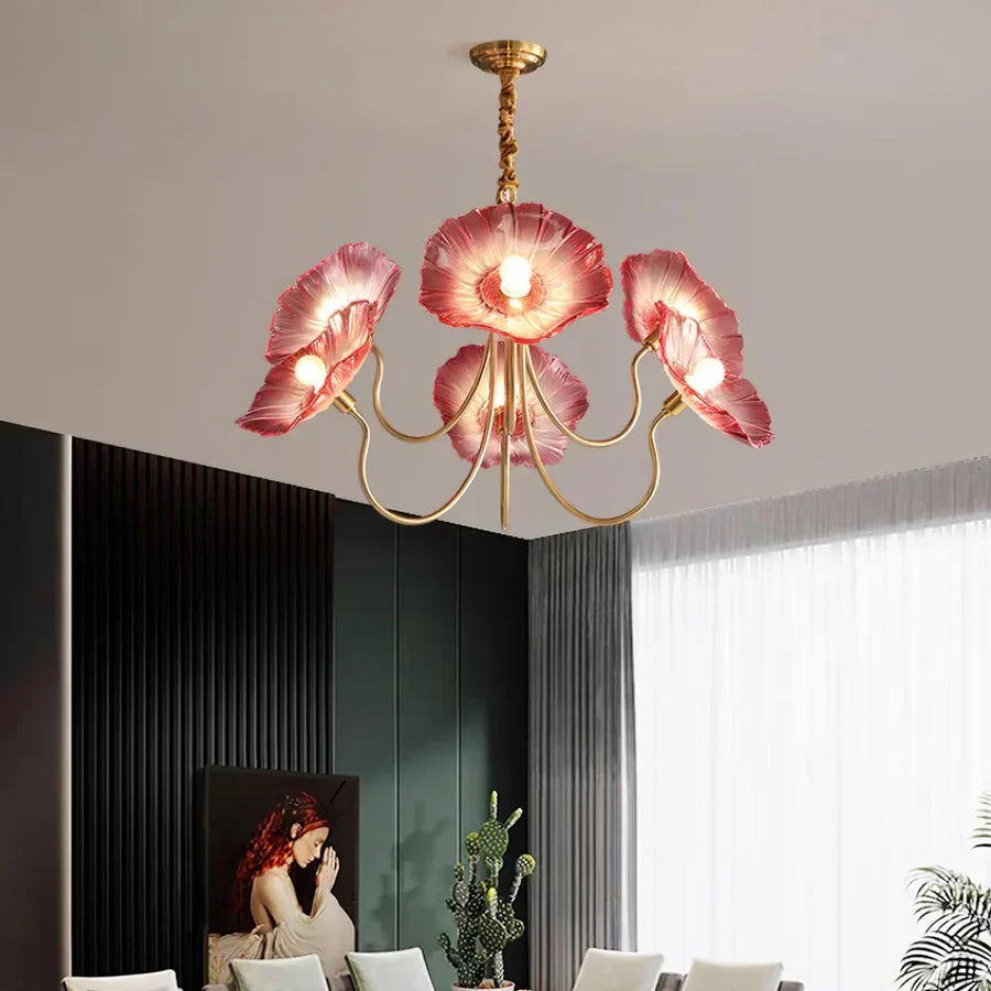 American Style Minimalist Living Room With Nordic Style Chandelier