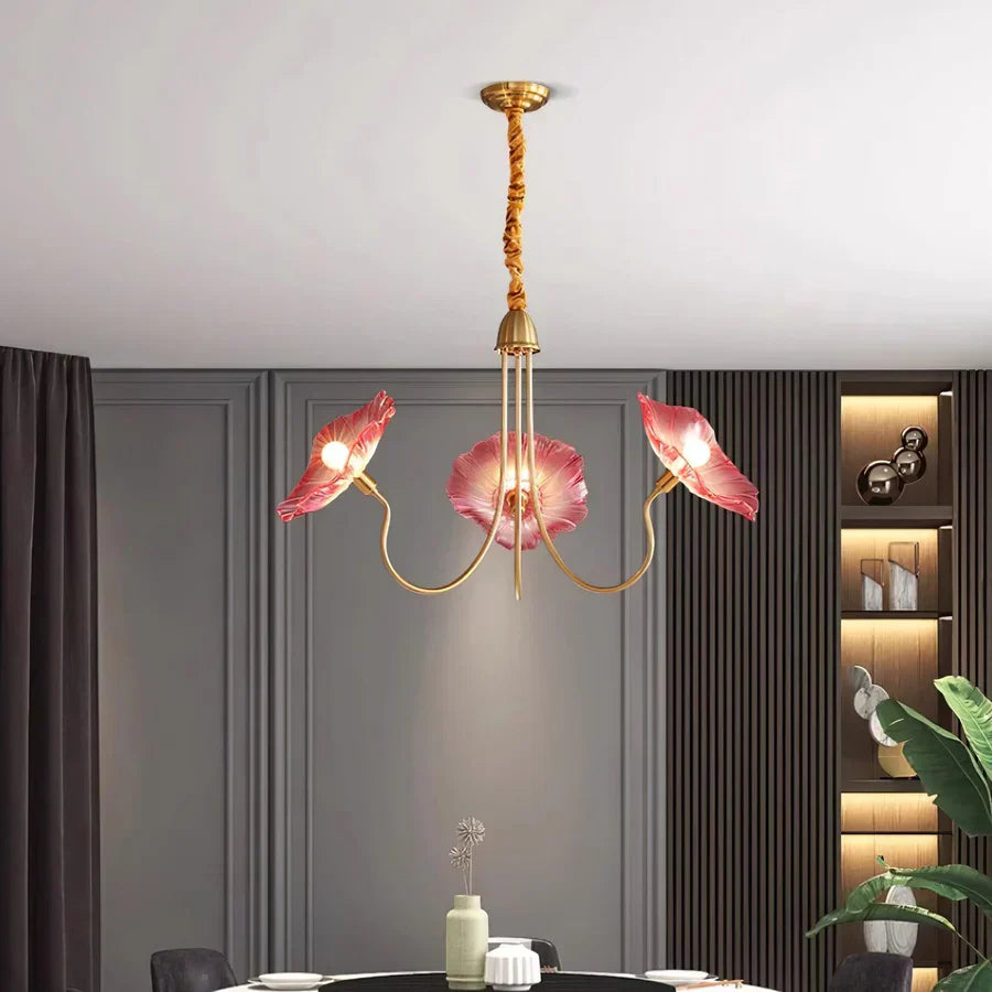 American Style Minimalist Living Room With Nordic Style Chandelier