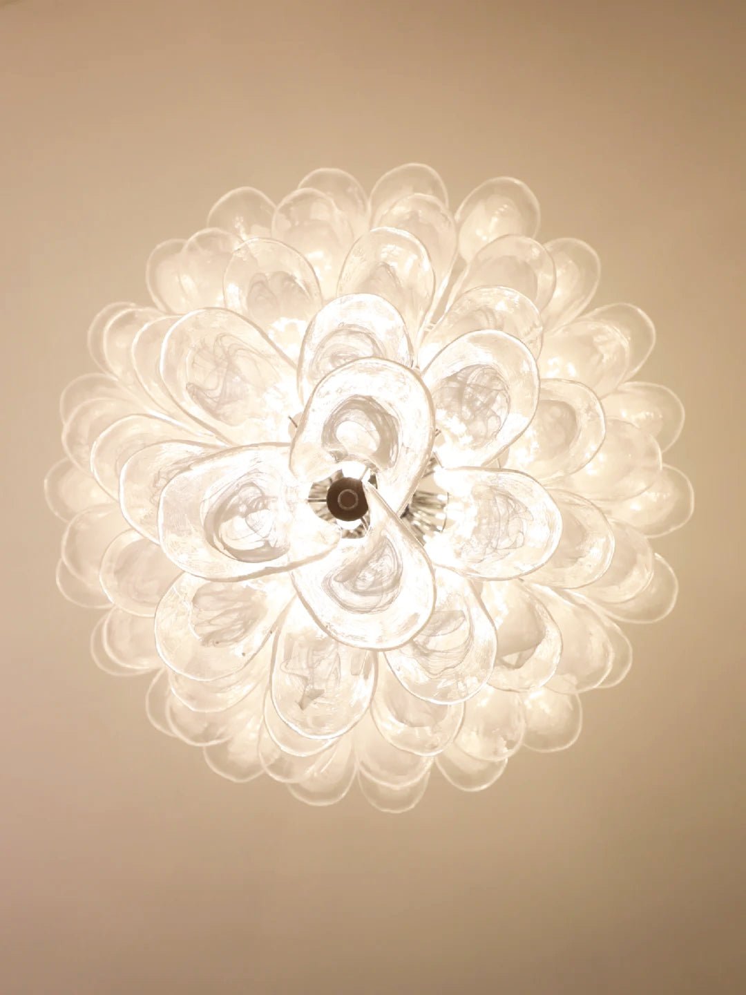 White Glass Petals Chandelier – Modern Designer Pendant Light for Dining Room and Living Room