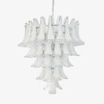 White Glass Petals Chandelier – Modern Designer Pendant Light for Dining Room and Living Room
