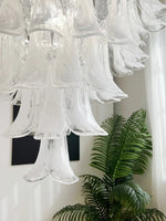 White Glass Petals Chandelier – Modern Designer Pendant Light for Dining Room and Living Room