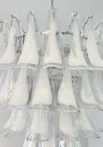 White Glass Petals Chandelier – Modern Designer Pendant Light for Dining Room and Living Room