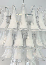 White Glass Petals Chandelier – Modern Designer Pendant Light for Dining Room and Living Room