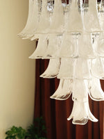 White Glass Petals Chandelier – Modern Designer Pendant Light for Dining Room and Living Room