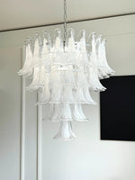 White Glass Petals Chandelier – Modern Designer Pendant Light for Dining Room and Living Room