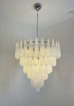 Artisan Glass Pinecone Chandelier in Nickel or Gold